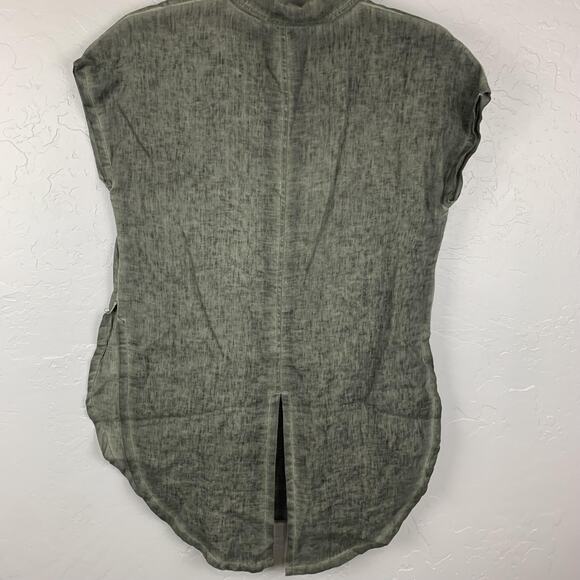 XCVI Shirt Womens Medium Button Down Linen Tunic Cap Sleeve Lightweight Top - Picture 2 of 9